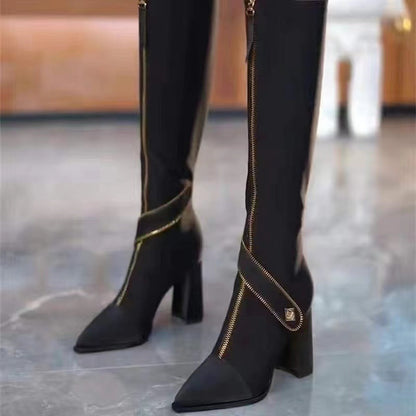 💖Limited Sale 50% OFF💖Pointed Toe Chunky Heel Knee High Boots