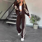 💖Limited Sale 50% OFF💖Women's Striped Zipper Jacket & Casual Pants 2-Piece Set