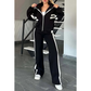 💖Limited Sale 50% OFF💖Women's Striped Zipper Jacket & Casual Pants 2-Piece Set