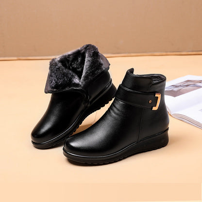 🎁Winter Hot Sale 50% OFF⏳Genuine Leather Metal Buckle Velvet Boots✨Free Shipping