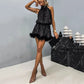 💖Limited Sale 50% OFF💖Women's Elegant Sequin Halter Dress with Feather Hem