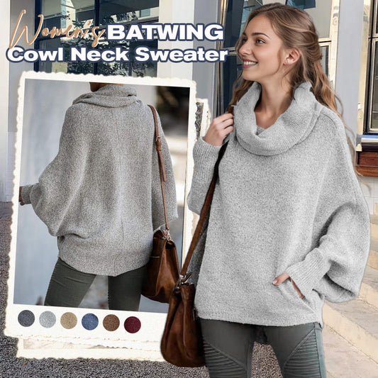 🎅Early Xmas Sales - 50% OFF🎄Women's Batwing Cowl Neck Sweater with Pockets