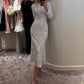 💖Limited Sale 50% OFF💖Women's Sparkly Round-Neck Bodycon Long Dress