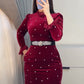 💖Limited Sale 50% OFF💖Women's Rhinestone Dress with Ruched Ruffle Hem【✈️free shipping 】