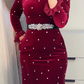 💖Limited Sale 50% OFF💖Women's Rhinestone Dress with Ruched Ruffle Hem【✈️free shipping 】