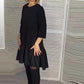 💖Limited Sale 50% OFF💖Loose Pleated Elegant Black Dress with Seven-pointed Sleeves