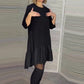 💖Limited Sale 50% OFF💖Loose Pleated Elegant Black Dress with Seven-pointed Sleeves
