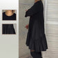 💖Limited Sale 50% OFF💖Loose Pleated Elegant Black Dress with Seven-pointed Sleeves