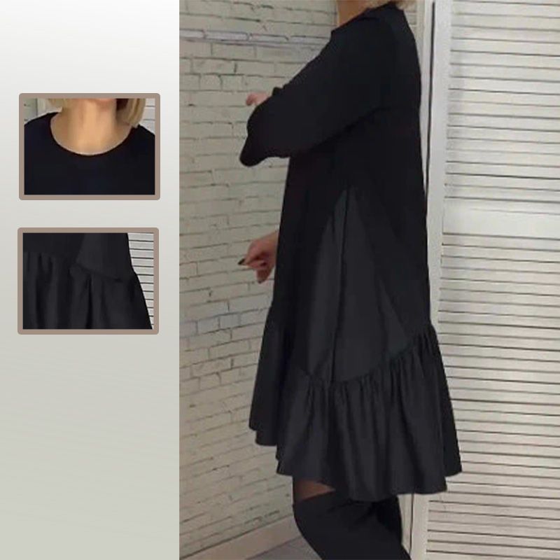 💖Limited Sale 50% OFF💖Loose Pleated Elegant Black Dress with Seven-pointed Sleeves