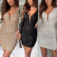 💖Limited Sale 50% OFF💖Sequin V-Neck Wrap Dinner Dress
