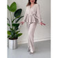 💖Limited Sale 50% OFF💖Stylish V-Neck Pleated Top and Loose Pants 2-Piece Set