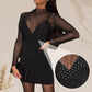 💖Limited Sale 50% OFF💖Women's Sexy V-Neck Mesh Rhinestone Bodycon Dress