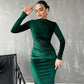 💖Limited Sale 50% OFF💖Women's Fashion Solid Color Long Sleeve Slim Fit Dress