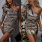 💖Limited Sale 50% OFF💖Women's Chic Bodycon Slant One-Shoulder Mini Dress