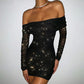 💖Limited Sale 50% OFF💖Glitter Pleated Off-Shoulder Wrap Party Dress