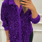 💖Limited Sale 50% OFF💖Women's Lapel Button-Down Sparkly Party Shirt
