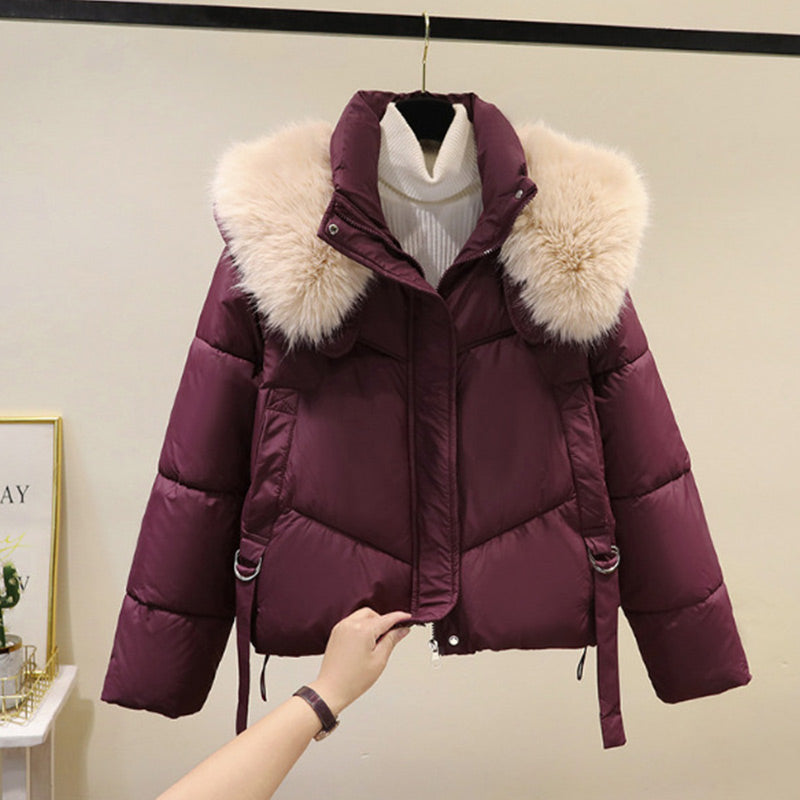 💖Limited Sale 50% OFF💖 Women's Warm Full-Zip Short Jacket with Puffy Collar