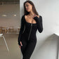 💖Limited Sale 50% OFF💖Slim Fit Long Sleeve Zip Jumpsuit