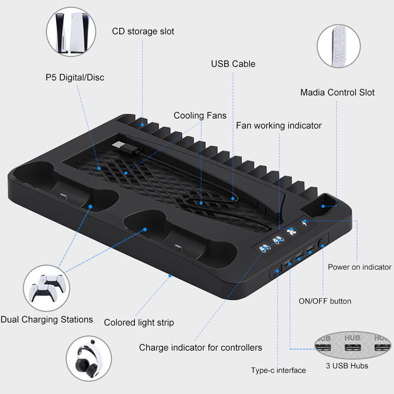 🔥New Hot Selling❤️‍🔥Multifunctional Cooling Stand Set for PS5