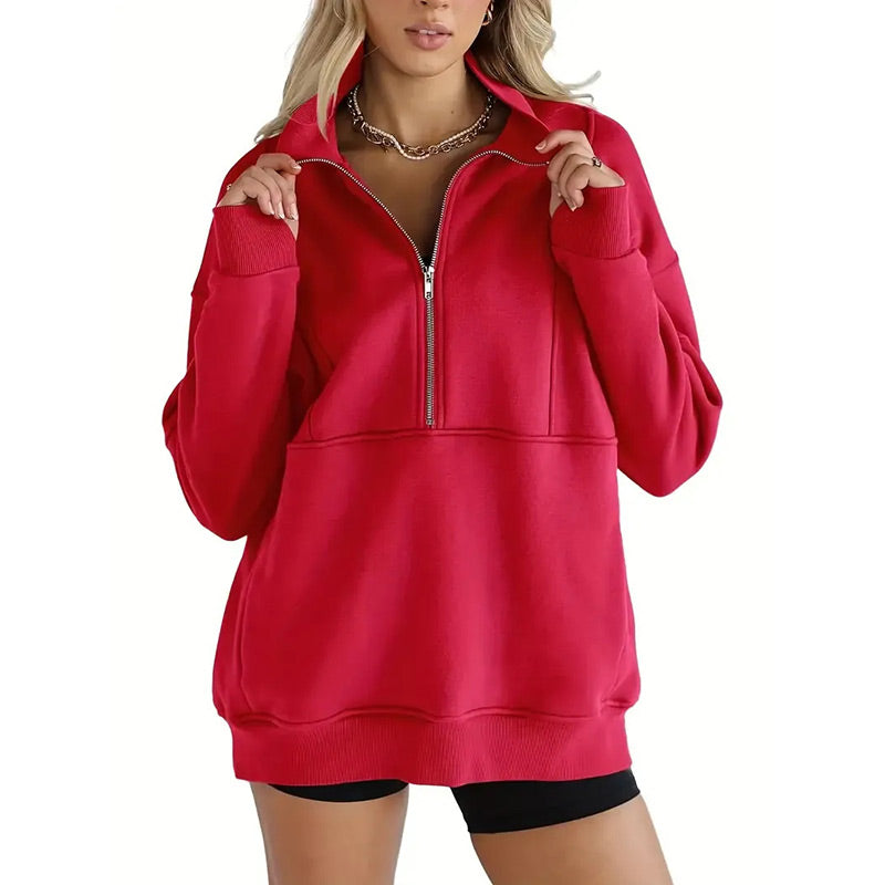 💖Limited Sale 50% OFF💖Women's Casual Lapel Half Zip Tops