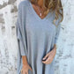 💖Limited Sale 50% OFF💖 Women's Long Sleeve Knitted V-Neck Loose Long Top