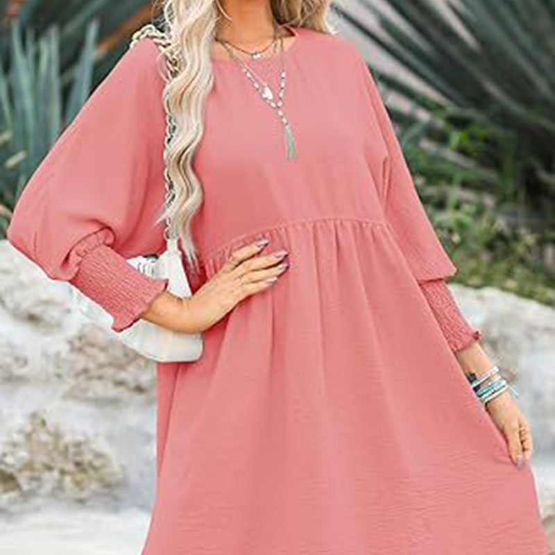 💖Limited Sale 50% OFF💖Round Neck Dress with 3/4 Sleeves