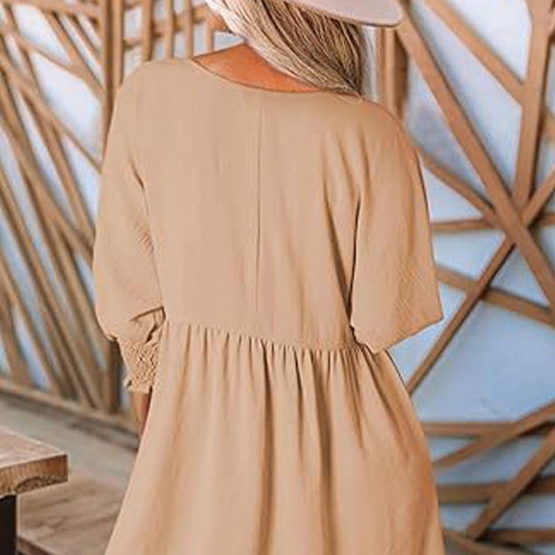 💖Limited Sale 50% OFF💖Round Neck Dress with 3/4 Sleeves