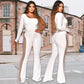 💖Limited Sale 50% OFF💖Sexy Off-Shoulder Bodycon Rhinestone Leg Jumpsuit