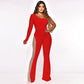 💖Limited Sale 50% OFF💖Sexy Off-Shoulder Bodycon Rhinestone Leg Jumpsuit