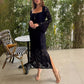 💖Limited Sale 50% OFF💖 Lace Flared Sleeves Split Hem Waisted Dress