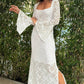 💖Limited Sale 50% OFF💖 Lace Flared Sleeves Split Hem Waisted Dress