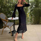 💖Limited Sale 50% OFF💖 Lace Flared Sleeves Split Hem Waisted Dress