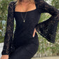 💖Limited Sale 50% OFF💖 Lace Flared Sleeves Split Hem Waisted Dress