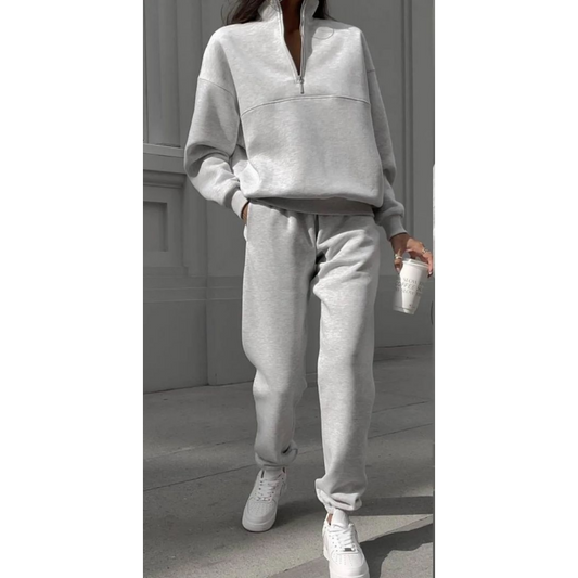 💖Limited Sale 50% OFF💖Women's Half-Zip Long Sleeve Top and Sweatpants 2-Piece Set