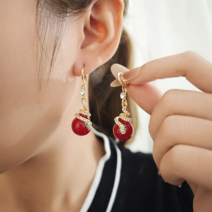 🐍Valentine's Day 50% OFF🎀Gold Plated Snake Pearl Earrings