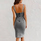 💖Limited Sale 50% OFF💖Adjustable strap U-neck split denim bodycon cami dress