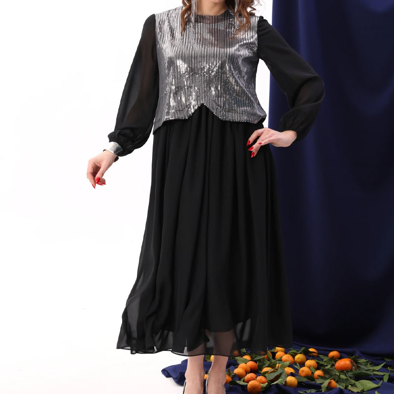 💖Limited Sale 50% OFF💖Women's Elegant Sequins Chiffon Dress
