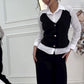 💖Limited Sale 50% OFF💖Women's Faux Two-Piece Shirt Vest & Pants Set