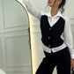 💖Limited Sale 50% OFF💖Women's Faux Two-Piece Shirt Vest & Pants Set