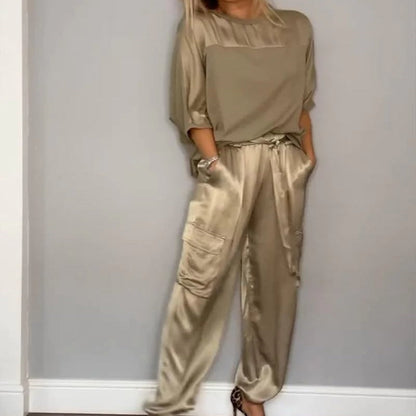 💕Limited Sale 50% OFF💕Women's Round-Neck Top & Pants 2-Piece Set