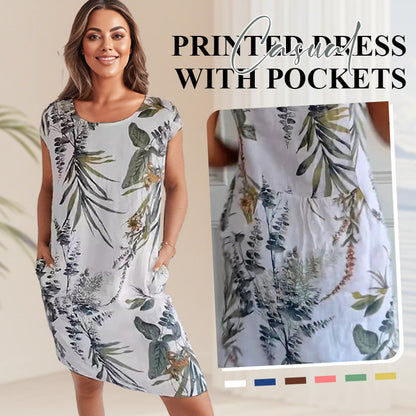 💖Limited Sale 50% OFF💖Casual Printed Dress with Pockets