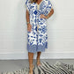 💖LAST DAY SALE 50% OFF💖Printed Casual Dress With V-Neckline and Fringes on the Short Sleeves