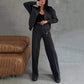 💕Limited Sale 50% OFF💖Women's Two-Piece Relaxed Fit Set - Zippered Jacket and Wide-Leg Pants
