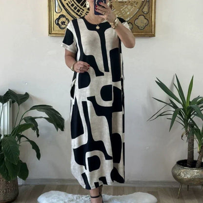 💖Limited Sale 50% OFF💖Women's Trendy Print Short Sleeve Loose Fit Dress