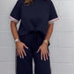 💖Limited Sale 50% OFF💖Side Stripe Short Sleeve T-Shirt & Wide Leg Joggers Set