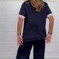 💖Limited Sale 50% OFF💖Side Stripe Short Sleeve T-Shirt & Wide Leg Joggers Set