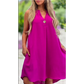 💖Limited Sale 50% OFF💖Solid Color Sleeveless V-Neck Dress with Button Decoration