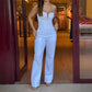 💖Limited Sale 50% OFF💖Women's Slim Sexy Strapless Zipper Pocket Jumpsuit