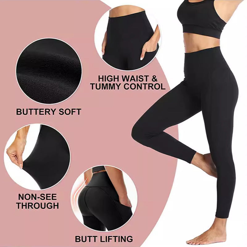💕Limited Sale 50% OFF💕High-Waisted Butt Lifting Tummy Control Shaping Training Leggings with Side Pocket