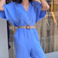 💖Limited Sale 50% OFF💖Women's Short Sleeve V-Neck Button Jumpsuit